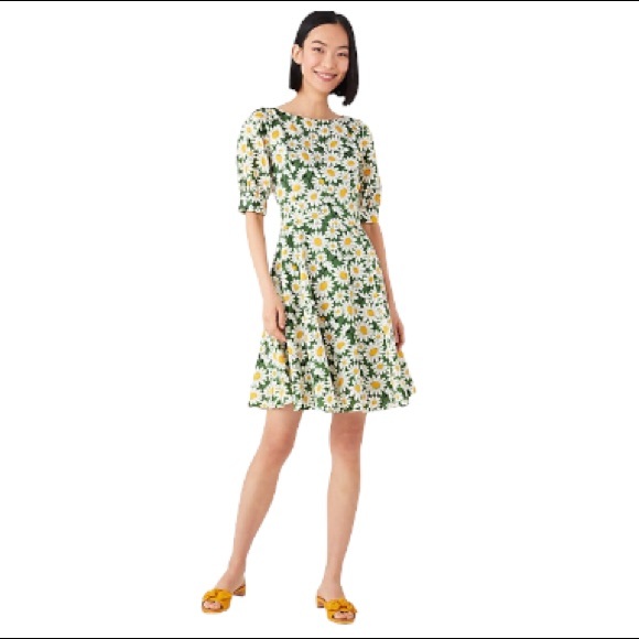 ♠️ 💃 Kate spade NY Women’s Kate Daisy Puff-Sleeve Dress, Courtyard - Picture 2 of 9